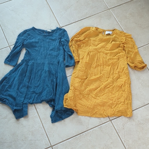 Old Navy Kids Dresses in Mustard Gold And Crazy 8 Dress Teal Blue Girls Size 10 - Picture 1 of 11